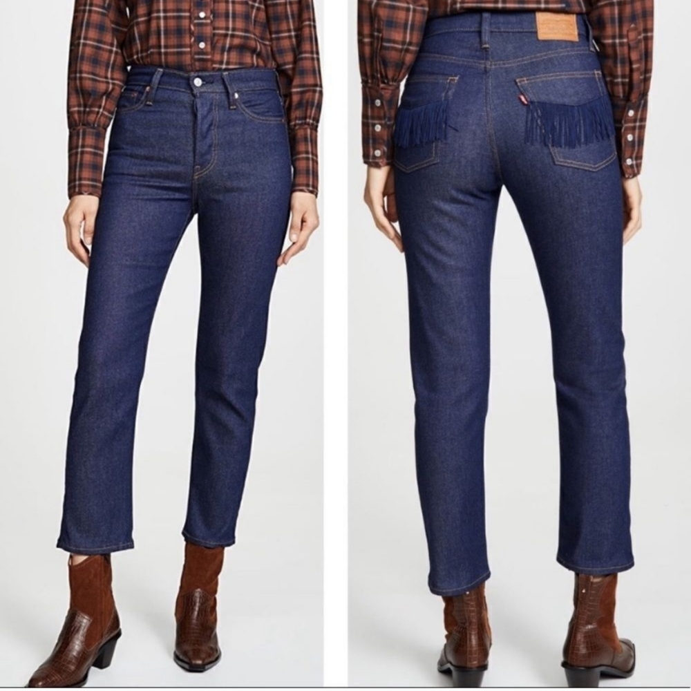 Levis Wedgie Straight Fringe Tassle High Rise Jeans 25